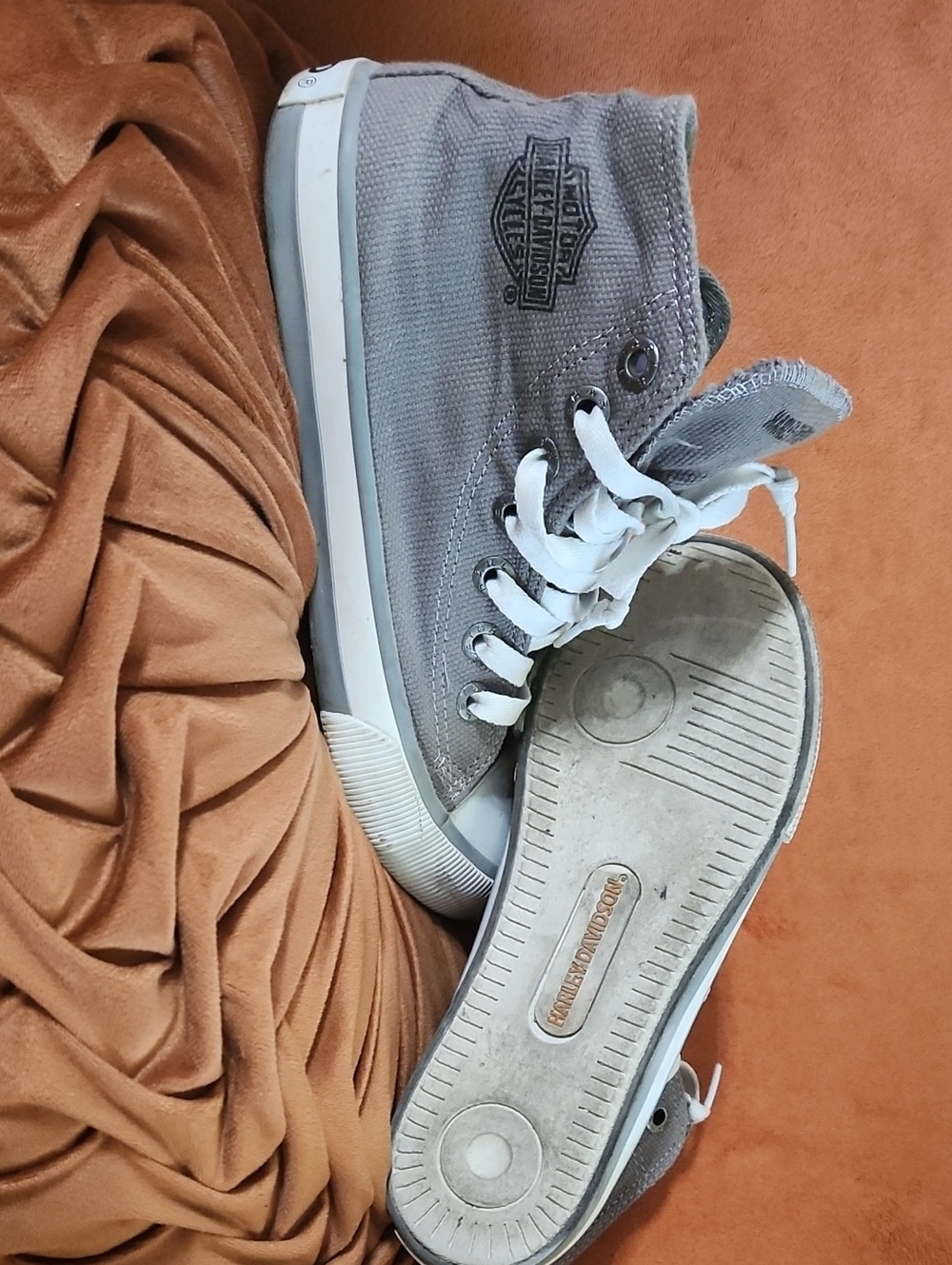 Harley-Davidson Women's Light Gray Canvas High-Top Sneakers